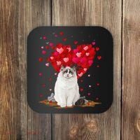Funny Ragdoll Cat Animal Lover Ragdoll Cat Valentine's Day Coaster thumb 0