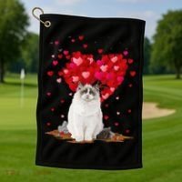 Funny Ragdoll Cat Animal Lover Ragdoll Cat Valentine's Day Golf Towel thumb 1