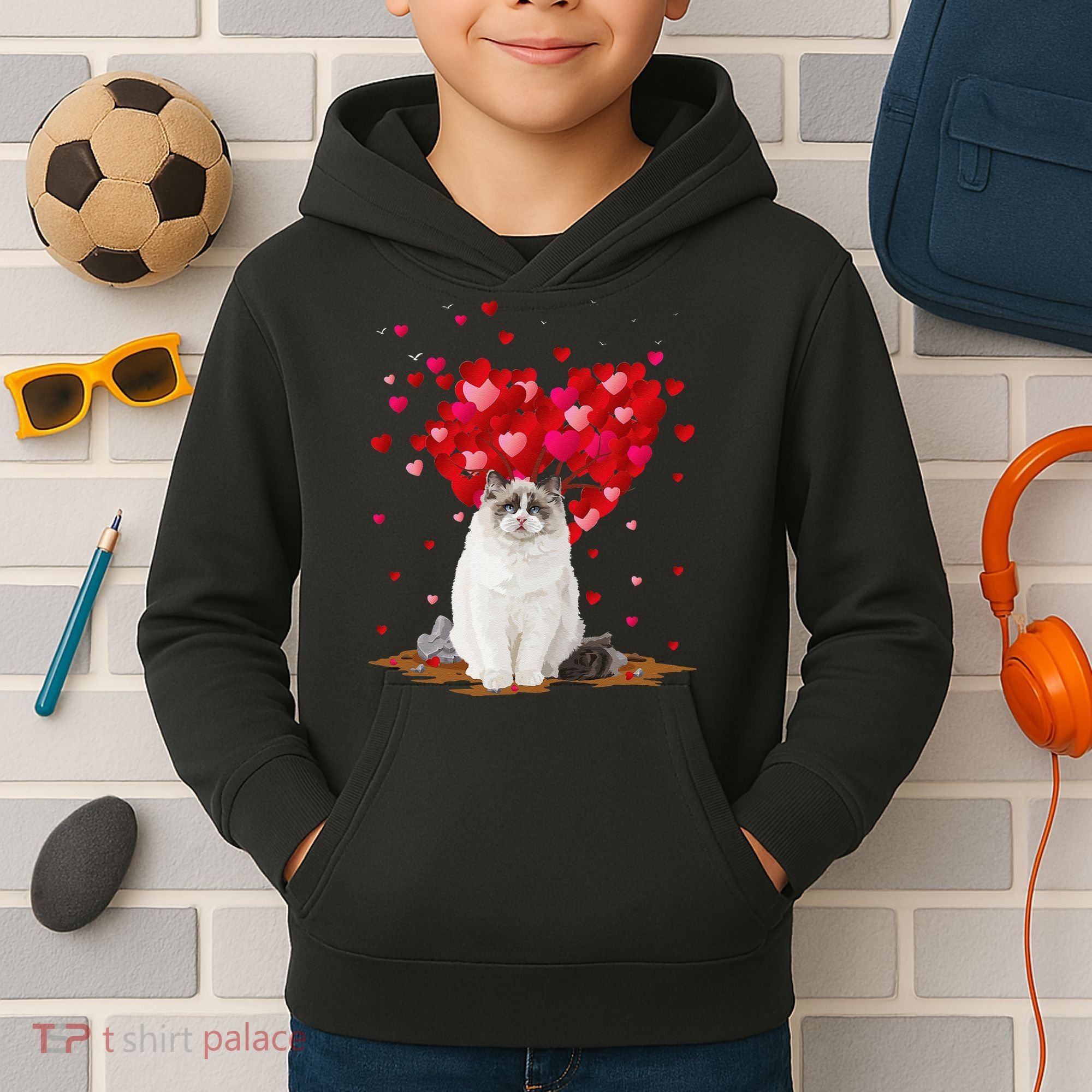 Funny Ragdoll Cat Animal Lover Ragdoll Cat Valentine's Day Kids Hoodie