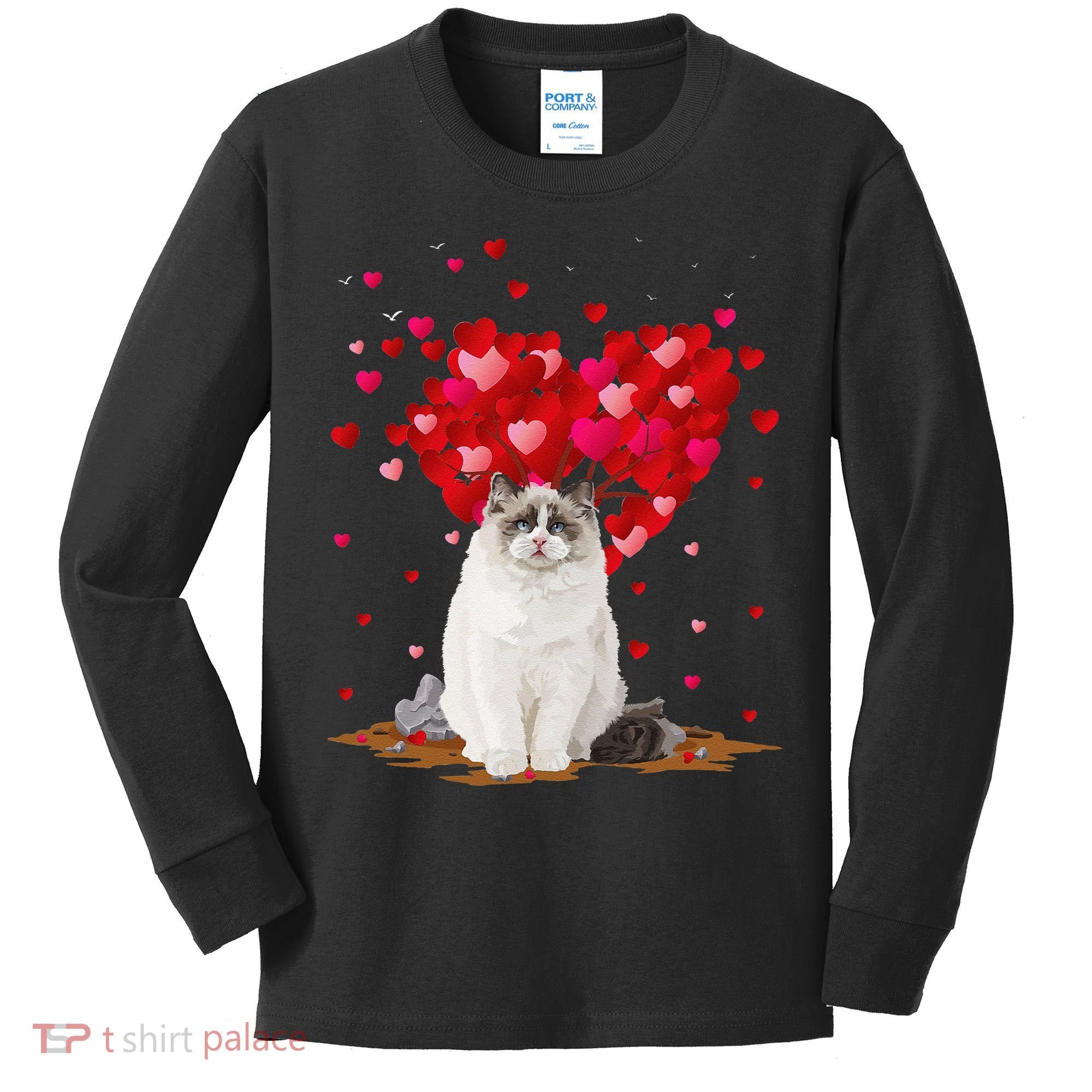 Funny Ragdoll Cat Animal Lover Ragdoll Cat Valentine's Day Kids Long Sleeve Shirt