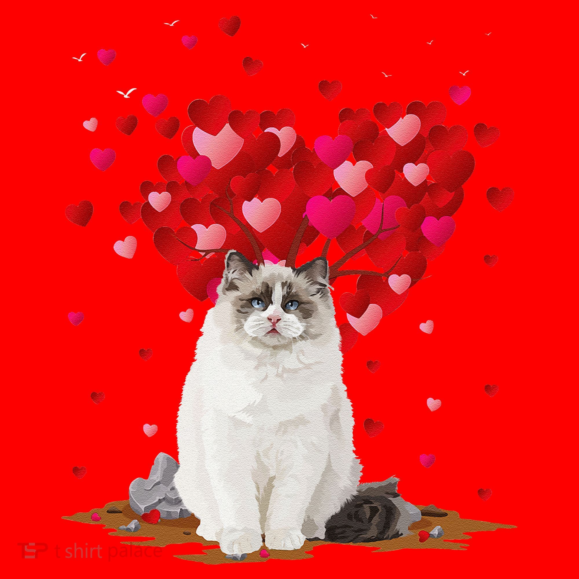 Funny Ragdoll Cat Animal Lover Ragdoll Cat Valentine's Day Santa Hat