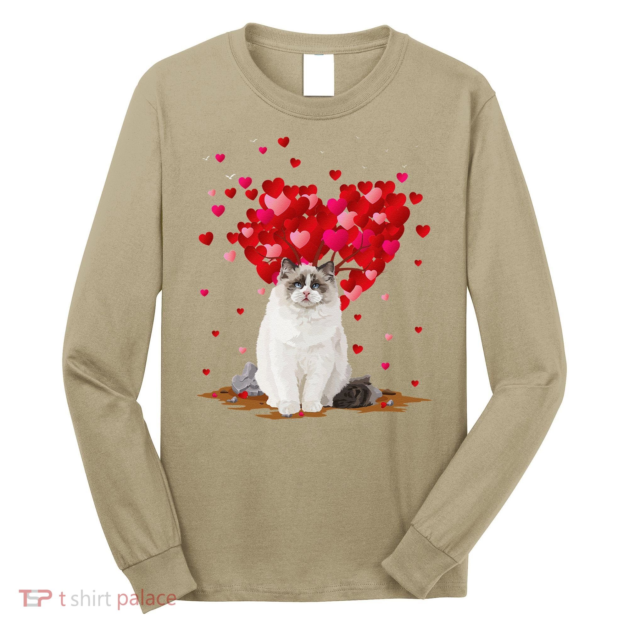 Funny Ragdoll Cat Animal Lover Ragdoll Cat Valentine's Day Long Sleeve Shirt