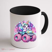 Funny Retro Cute Unicorn Monster Truck Coffee Mug thumb 1