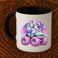 Funny Retro Cute Unicorn Monster Truck Coffee Mug thumb 2