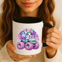 Funny Retro Cute Unicorn Monster Truck Coffee Mug thumb 3
