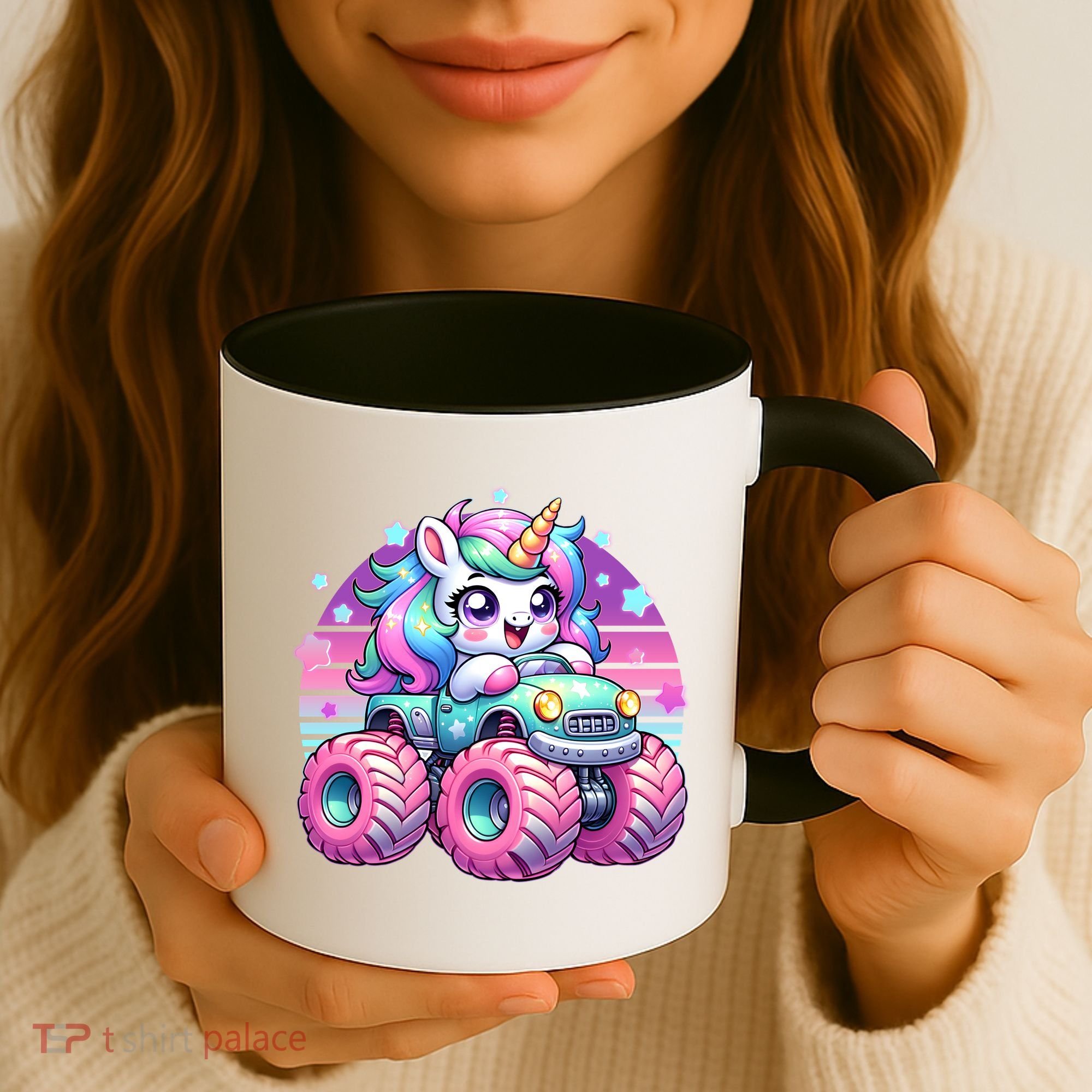 Funny Retro Cute Unicorn Monster Truck Coffee Mug