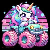 Funny Retro Cute Unicorn Monster Truck Coffee Mug thumb 5