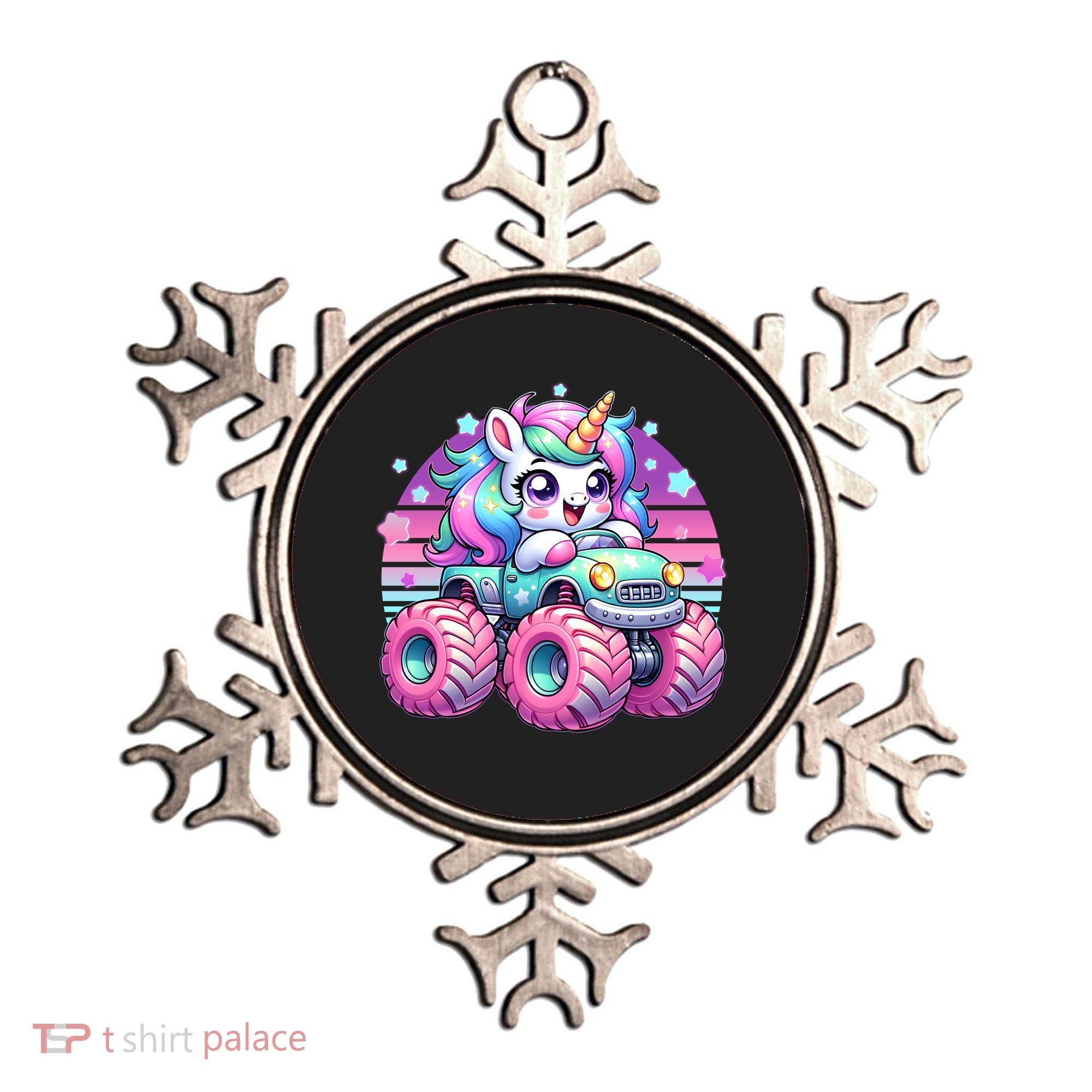 Funny Retro Cute Unicorn Monster Truck Ornament