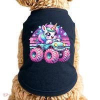 Funny Retro Cute Unicorn Monster Truck Doggie Tank thumb 0