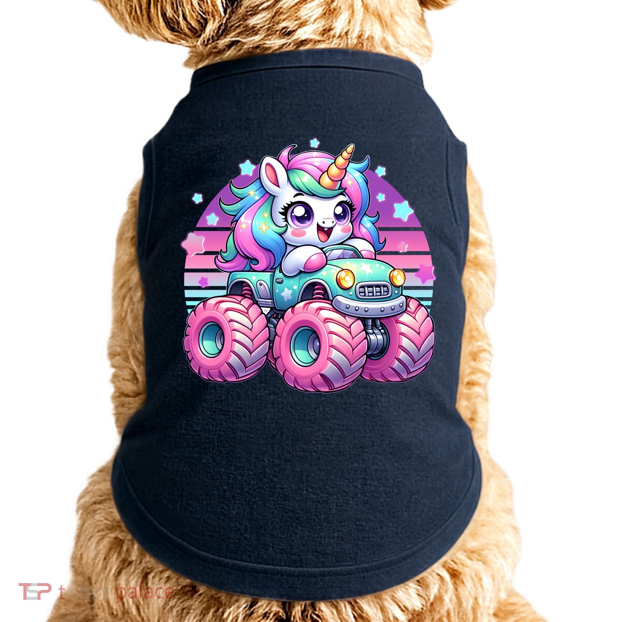 Funny Retro Cute Unicorn Monster Truck Doggie Tank