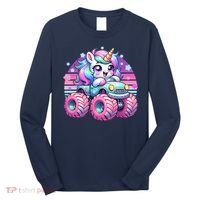 Funny Retro Cute Unicorn Monster Truck Long Sleeve Shirt thumb 0