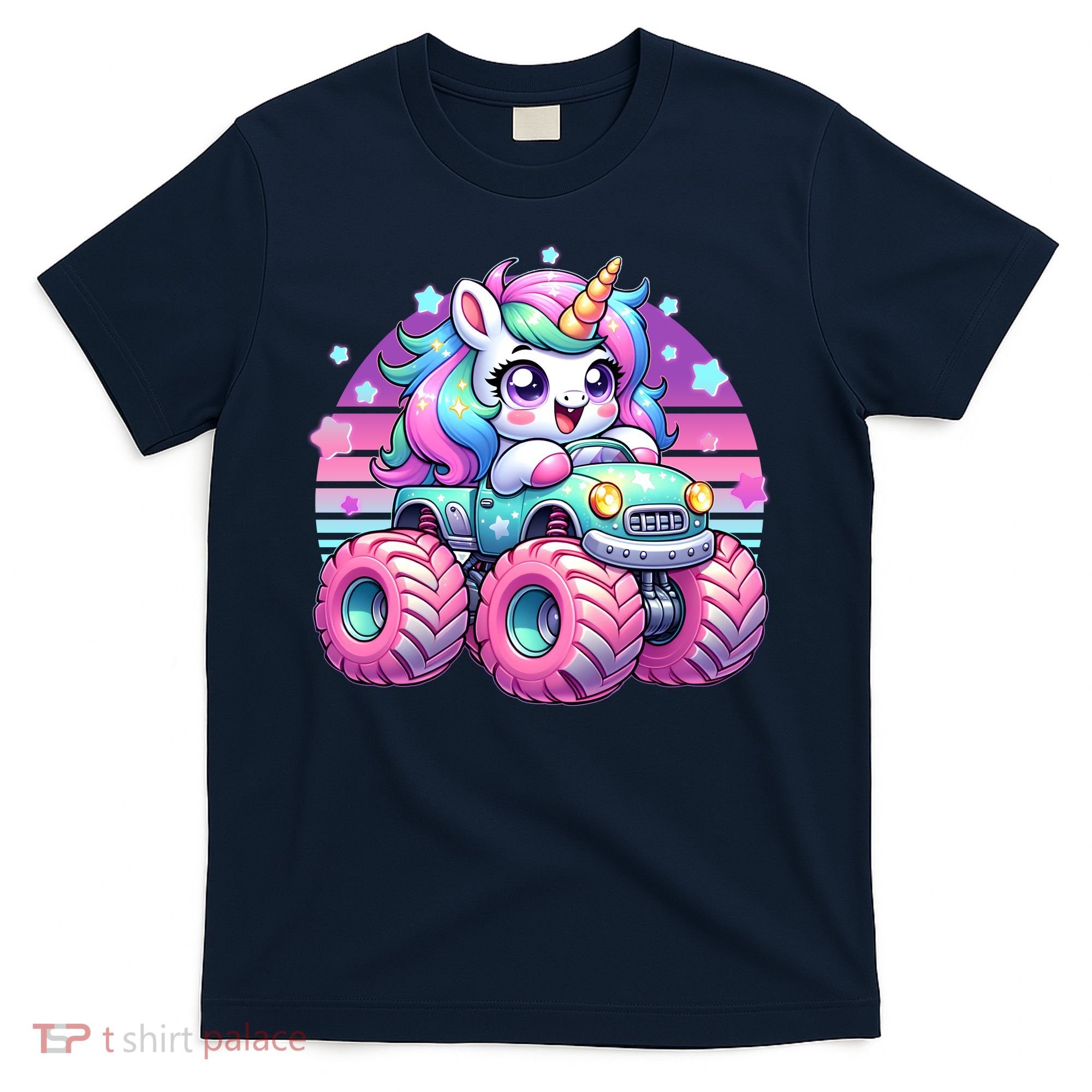 Funny Retro Cute Unicorn Monster Truck T-Shirt