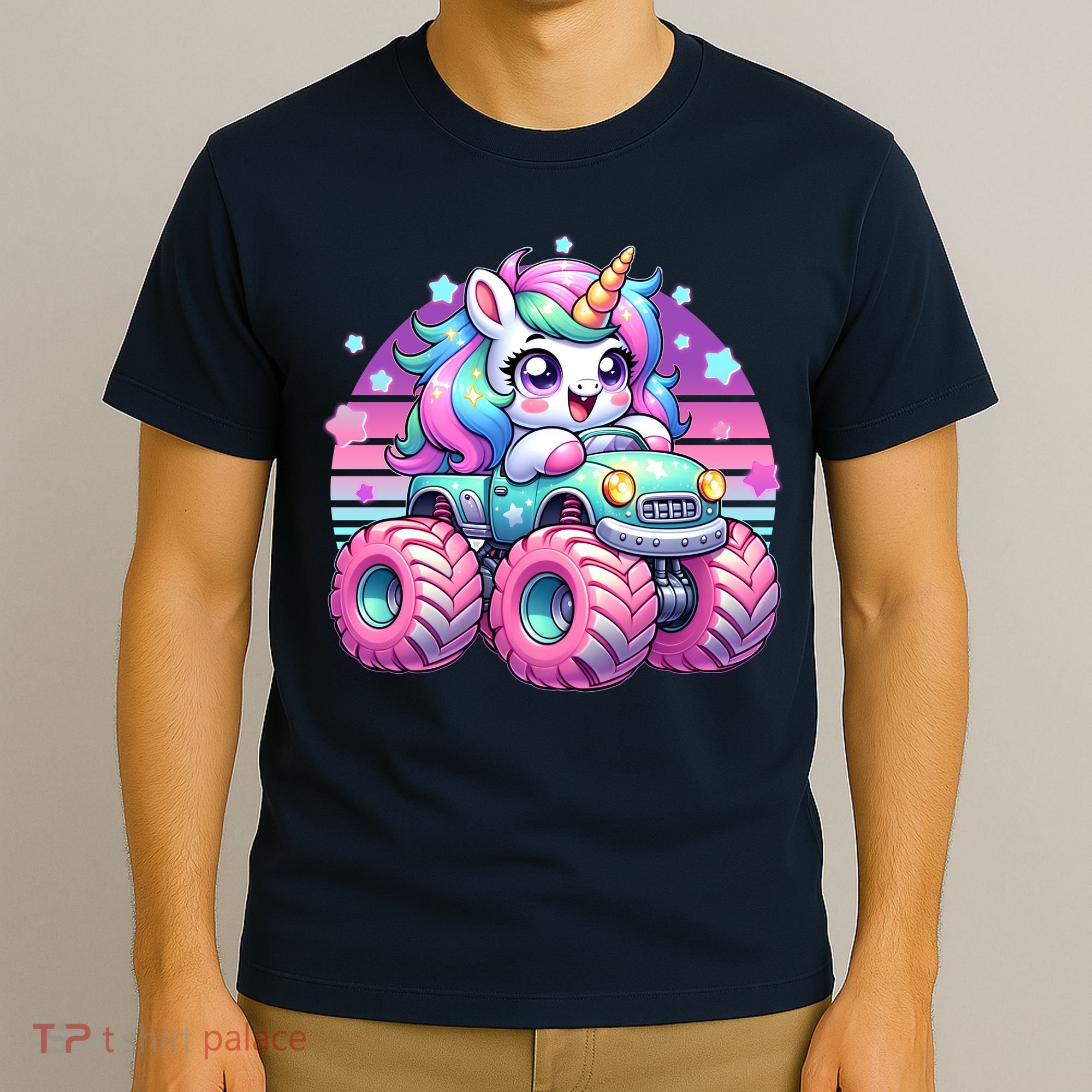 Funny Retro Cute Unicorn Monster Truck T-Shirt