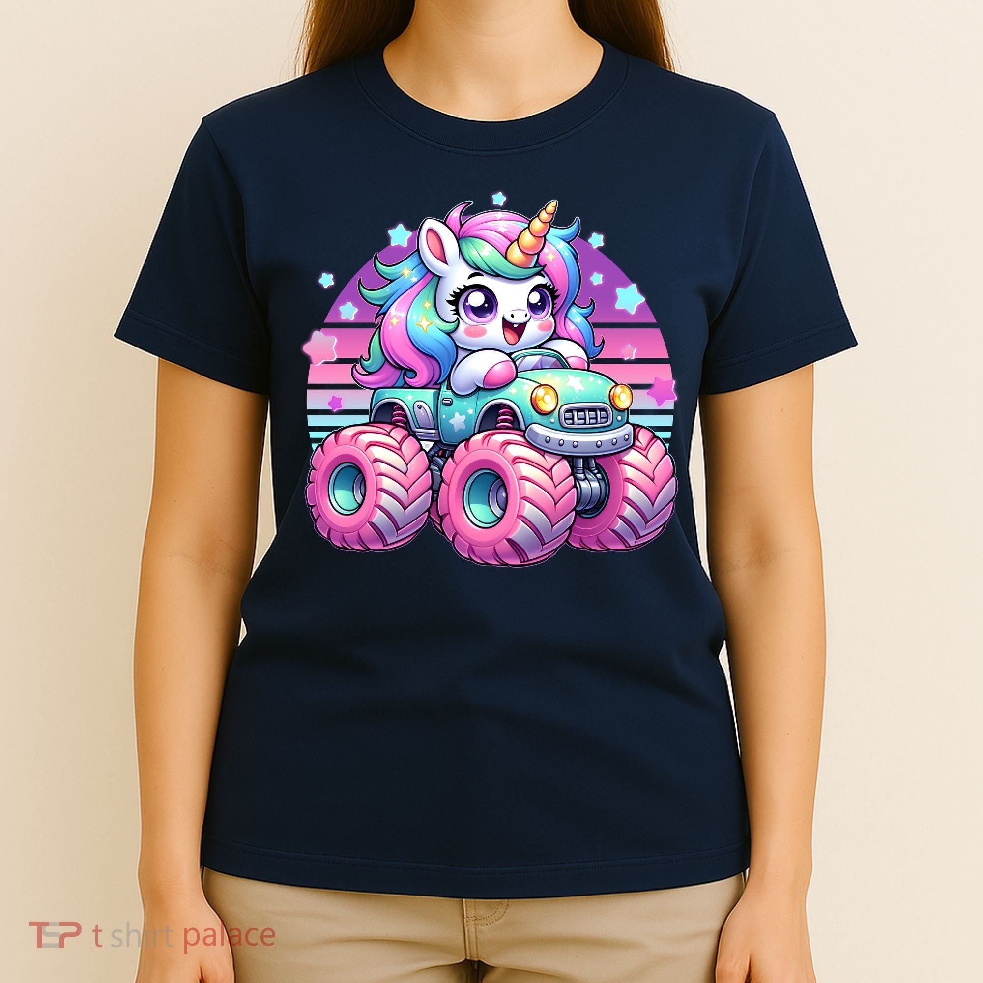 Funny Retro Cute Unicorn Monster Truck T-Shirt