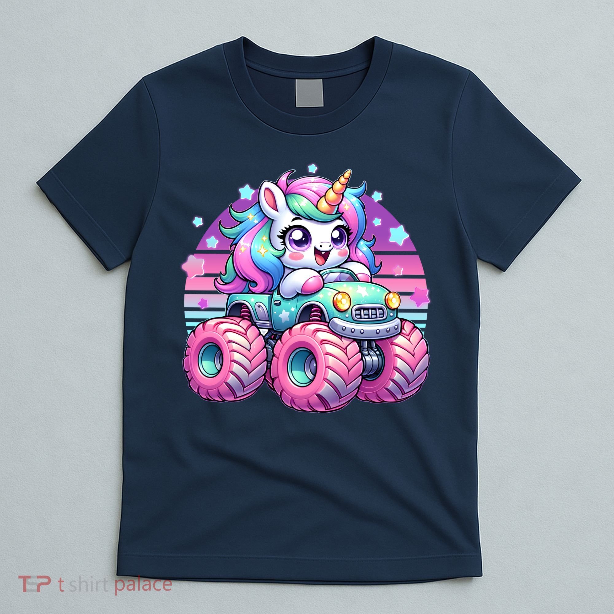 Funny Retro Cute Unicorn Monster Truck T-Shirt