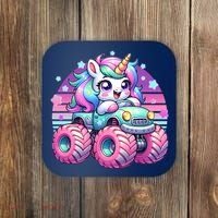 Funny Retro Cute Unicorn Monster Truck Coaster thumb 0