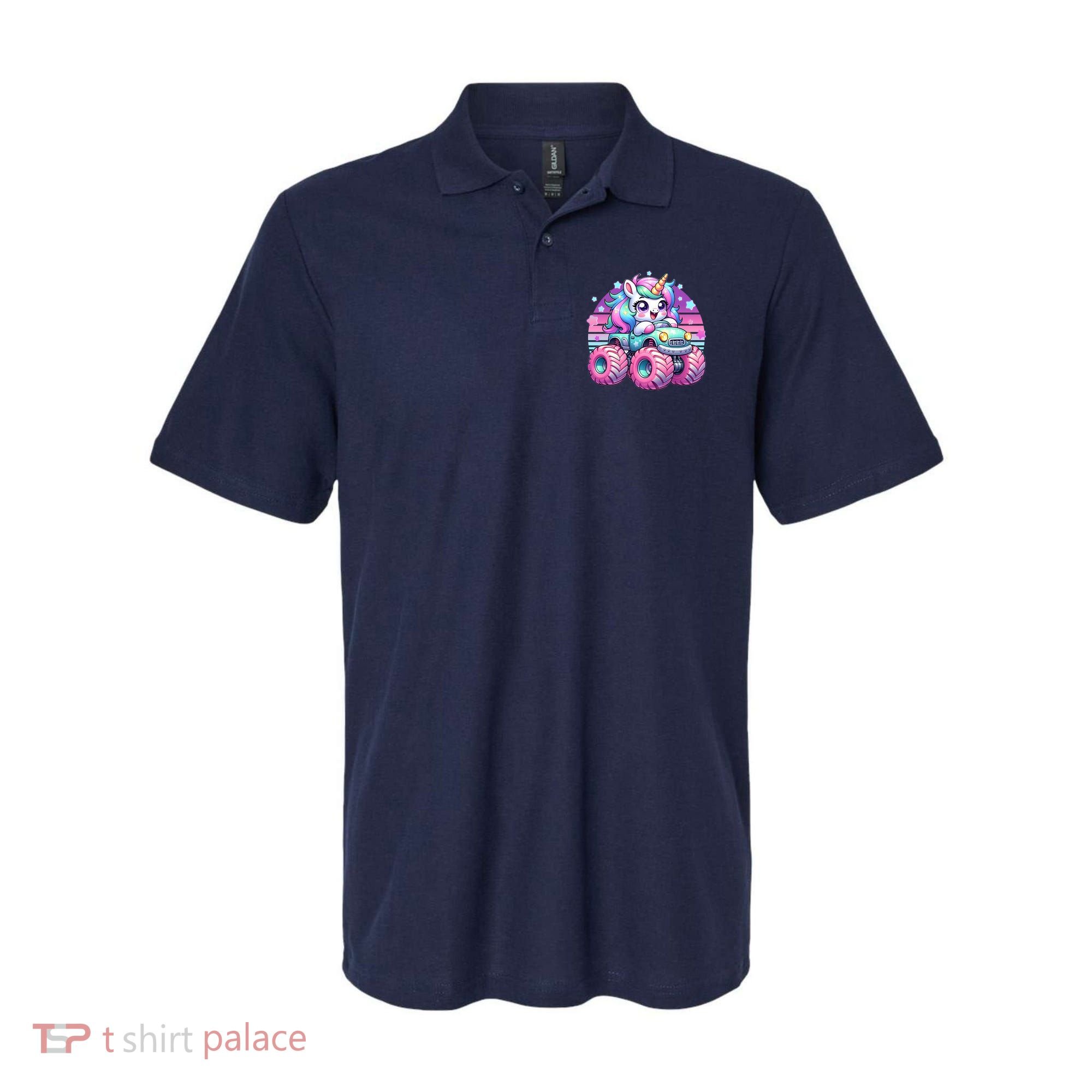 Funny Retro Cute Unicorn Monster Truck Polo