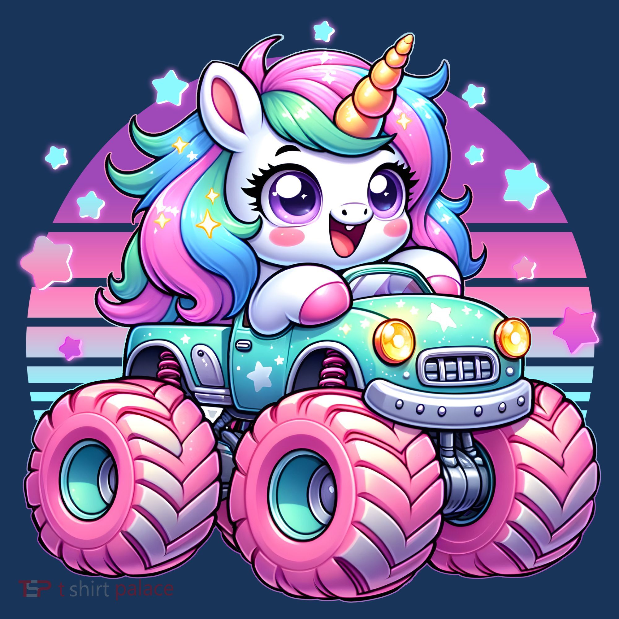 Funny Retro Cute Unicorn Monster Truck Women's Hoodie