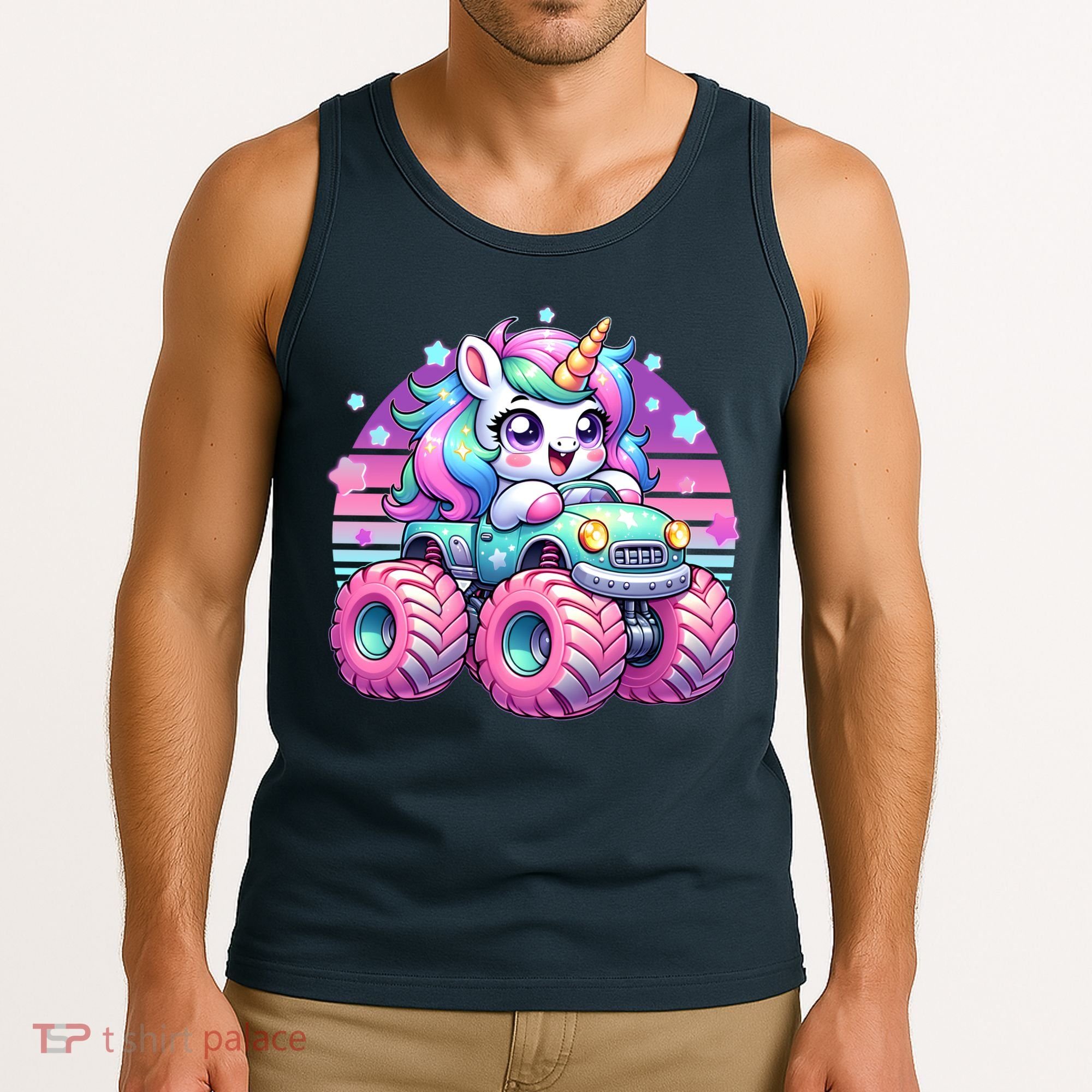 Funny Retro Cute Unicorn Monster Truck Tank Top