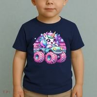 Funny Retro Cute Unicorn Monster Truck Toddler T-Shirt thumb 2