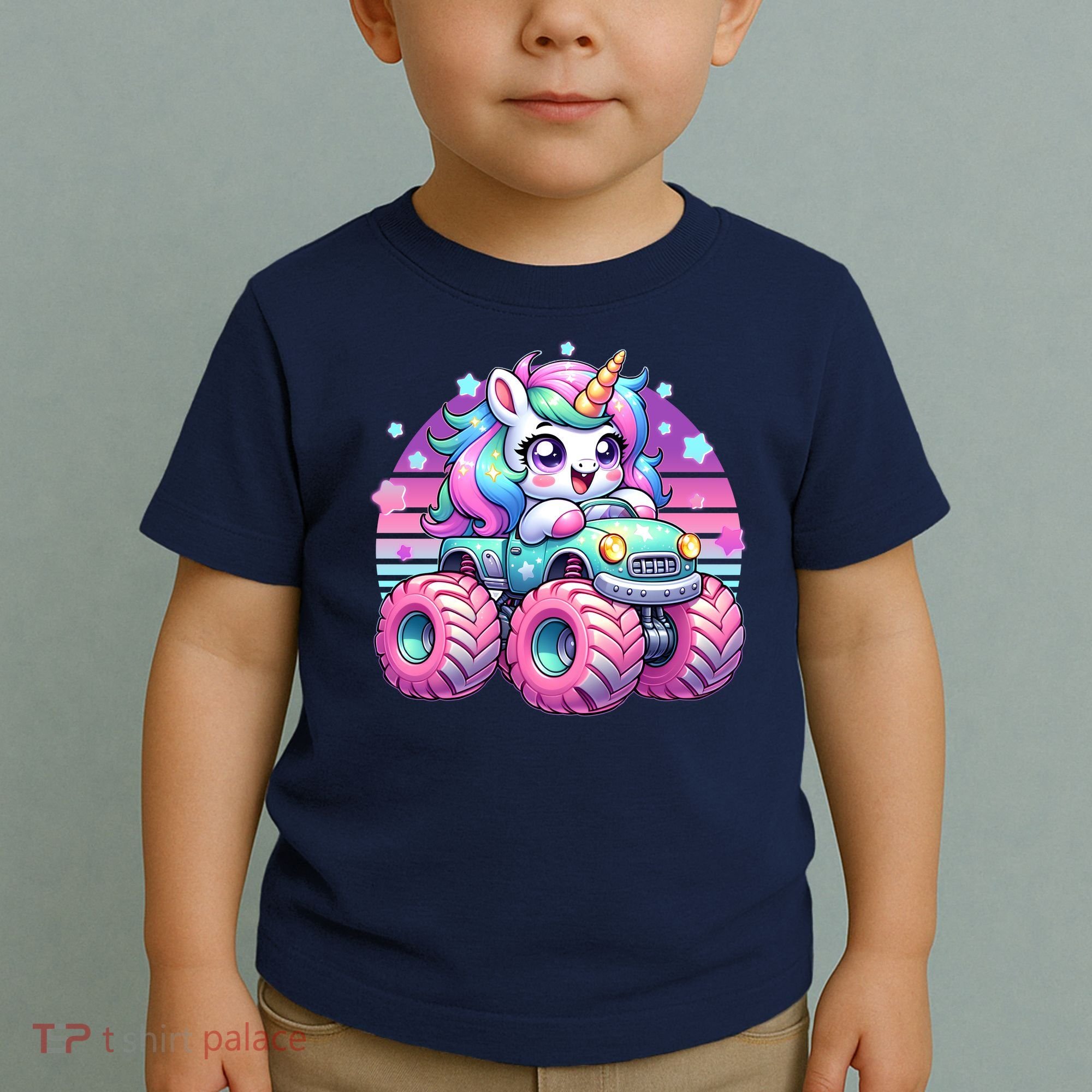 Funny Retro Cute Unicorn Monster Truck Toddler T-Shirt