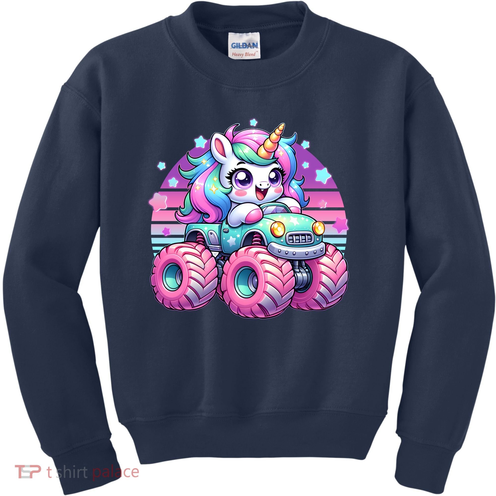 Funny Retro Cute Unicorn Monster Truck Kids Sweatshirt