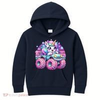 Funny Retro Cute Unicorn Monster Truck Kids Hoodie thumb 0