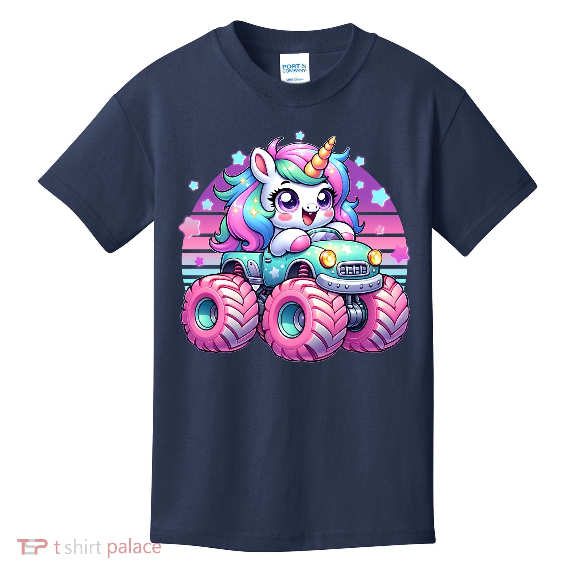Funny Retro Cute Unicorn Monster Truck Kids T-Shirt