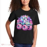 Funny Retro Cute Unicorn Monster Truck Kids T-Shirt thumb 2
