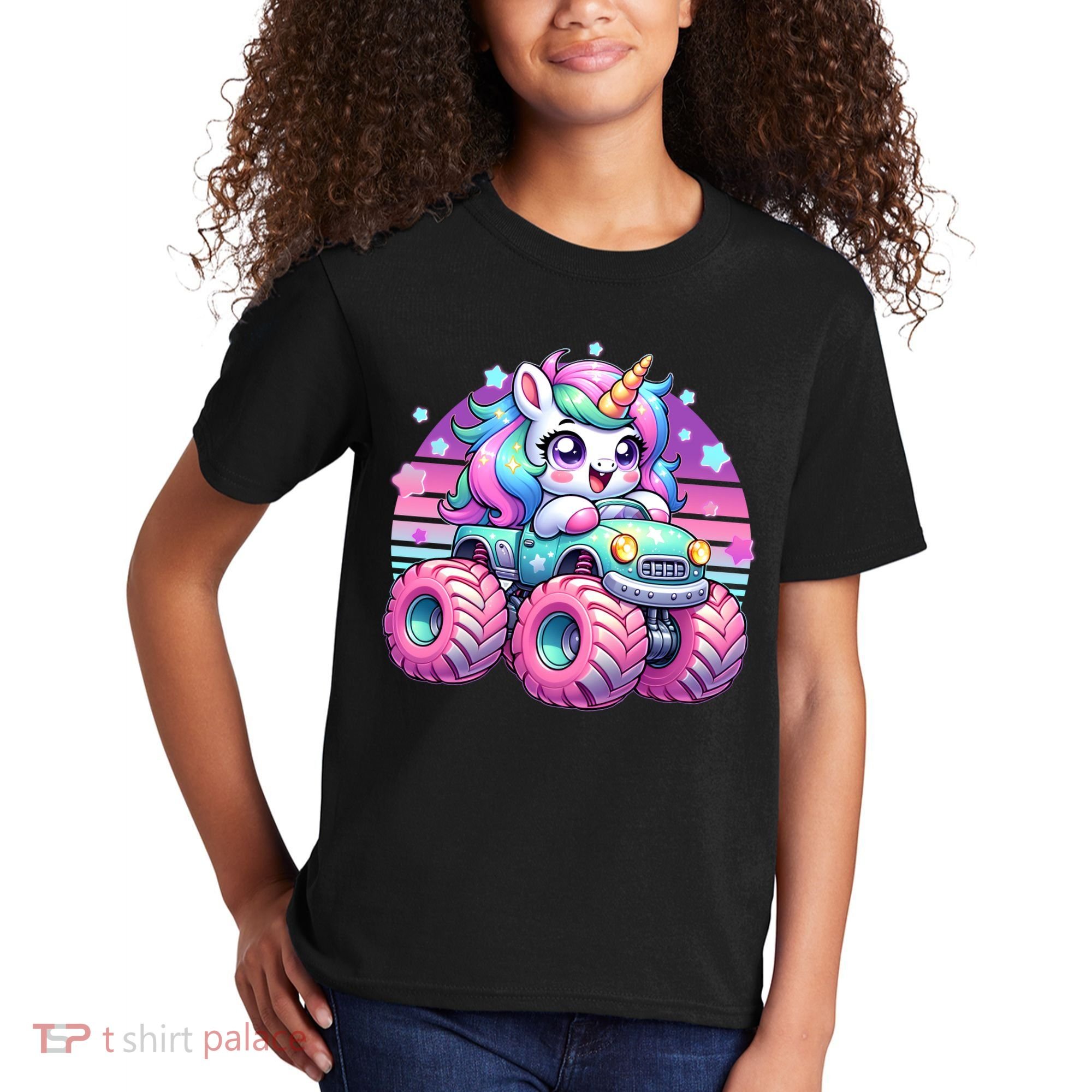Funny Retro Cute Unicorn Monster Truck Kids T-Shirt