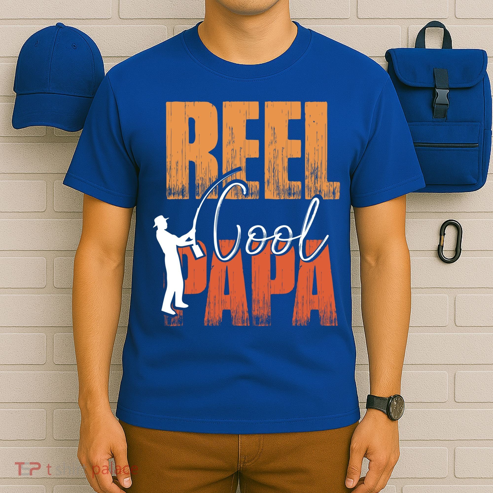 Fishing Reel Cool Papa Fisher Daddy Father's Day Gift T-Shirt