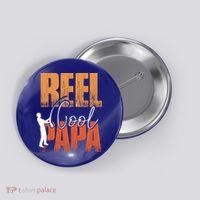 Fishing Reel Cool Papa Fisher Daddy Father's Day Gift Button thumb 0