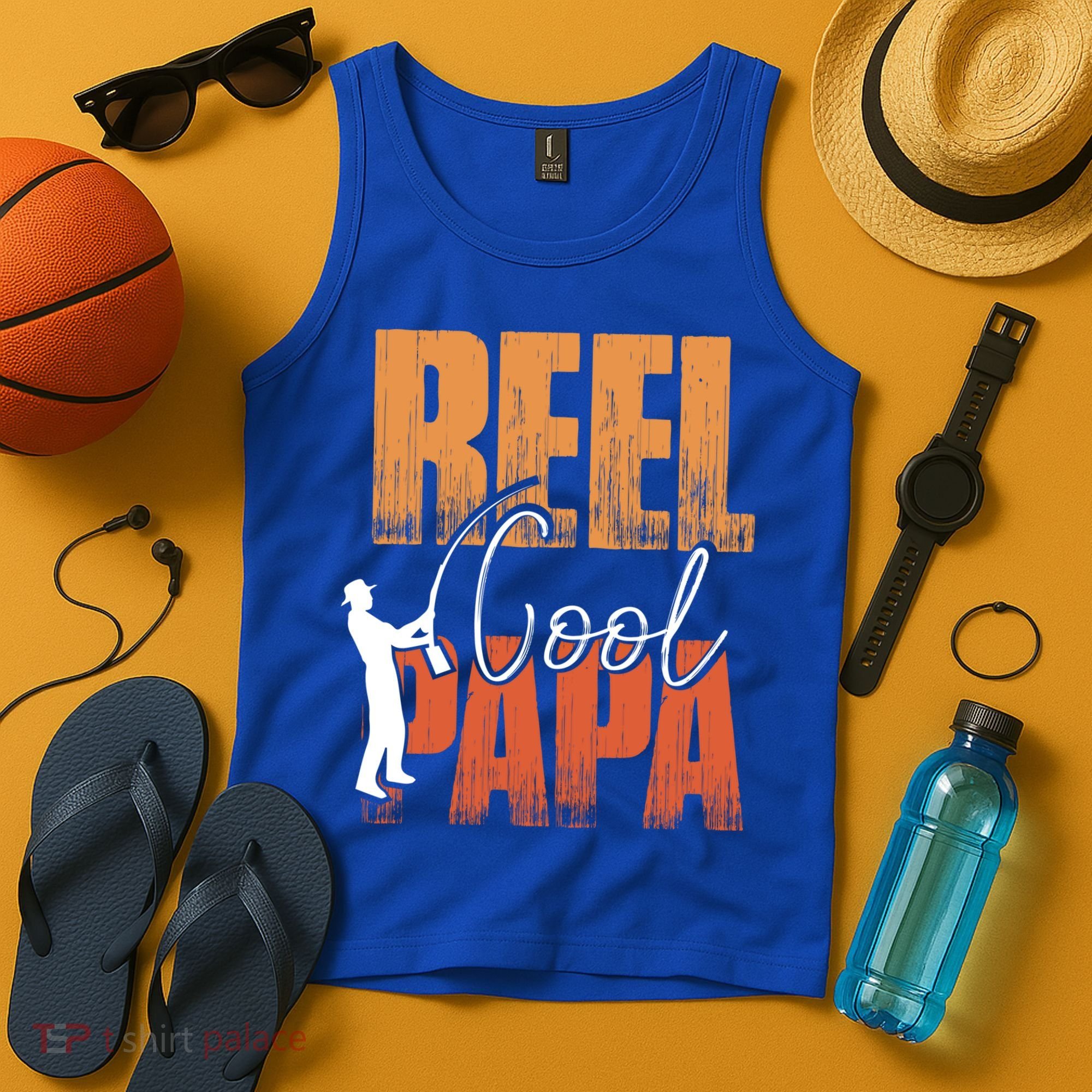 Fishing Reel Cool Papa Fisher Daddy Father's Day Gift Tank Top