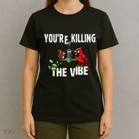 Funny Red Cardinal Squirrel Feeder Bird Watcher Killing Vibe T-Shirt thumb 4