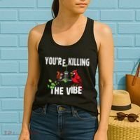 Funny Red Cardinal Squirrel Feeder Bird Watcher Killing Vibe Women's Tank Top thumb 2