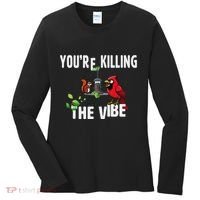 Funny Red Cardinal Squirrel Feeder Bird Watcher Killing Vibe Women's Long Sleeve Shirt thumb 0