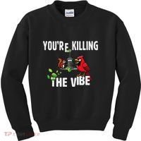 Funny Red Cardinal Squirrel Feeder Bird Watcher Killing Vibe Kids Sweatshirt thumb 0