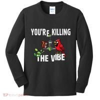 Funny Red Cardinal Squirrel Feeder Bird Watcher Killing Vibe Kids Long Sleeve Shirt thumb 0