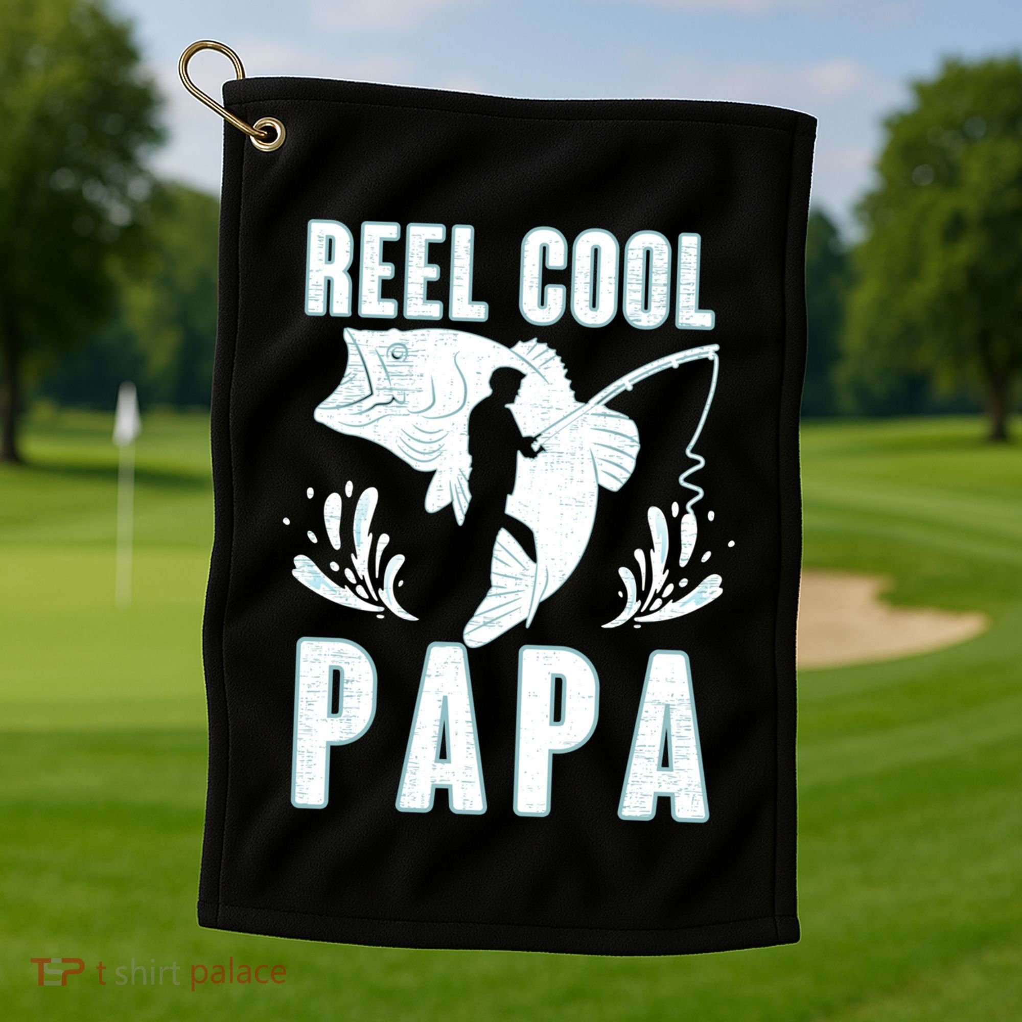Fisher Reel Cool Papa Fishing Cute Gift Golf Towel