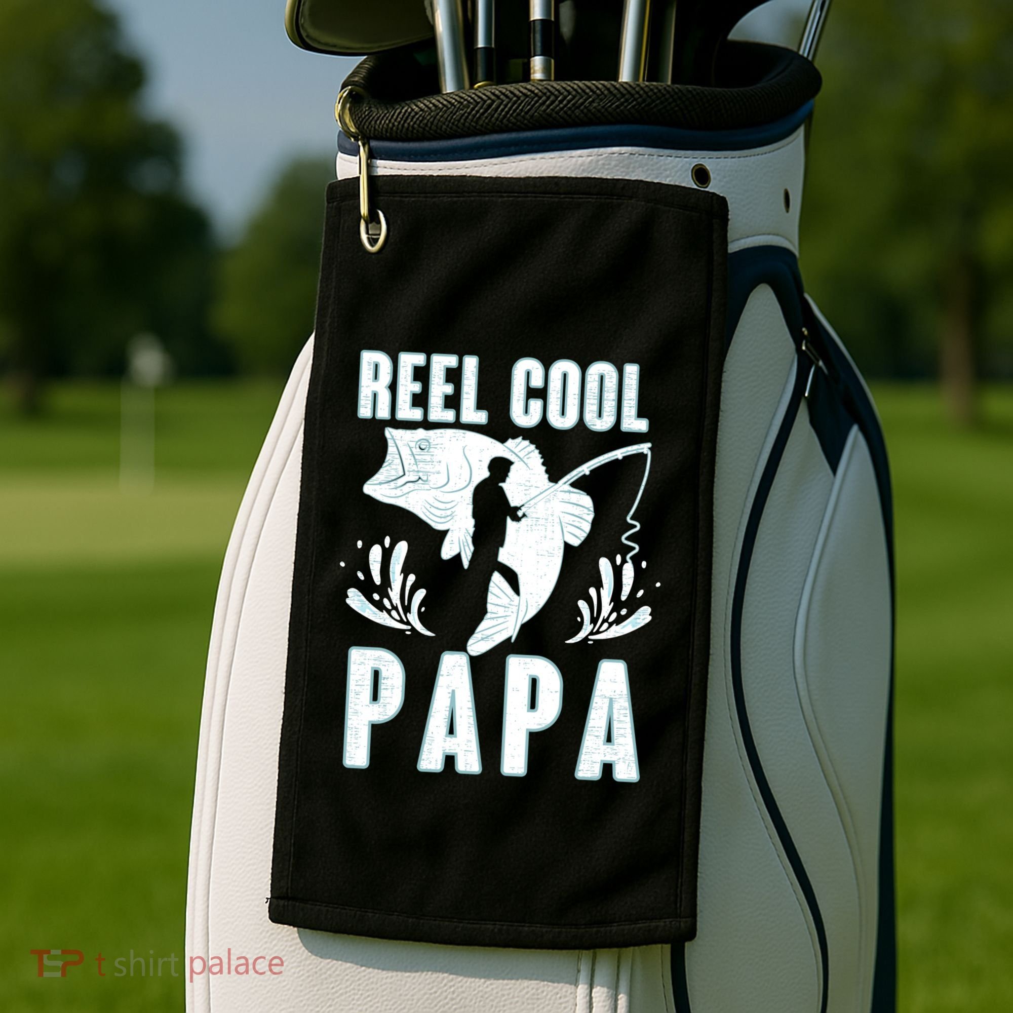 Fisher Reel Cool Papa Fishing Cute Gift Golf Towel