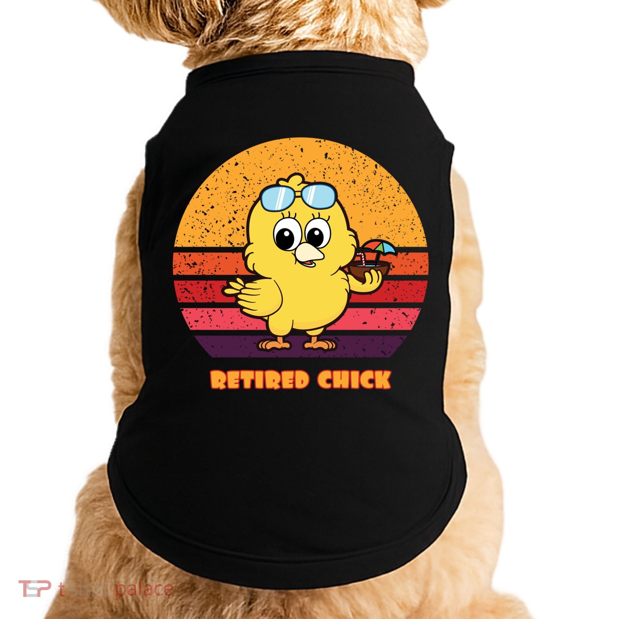 Funny Retired Chick Retro Sunset Retired Chick Gift Ideas Gift Doggie Tank