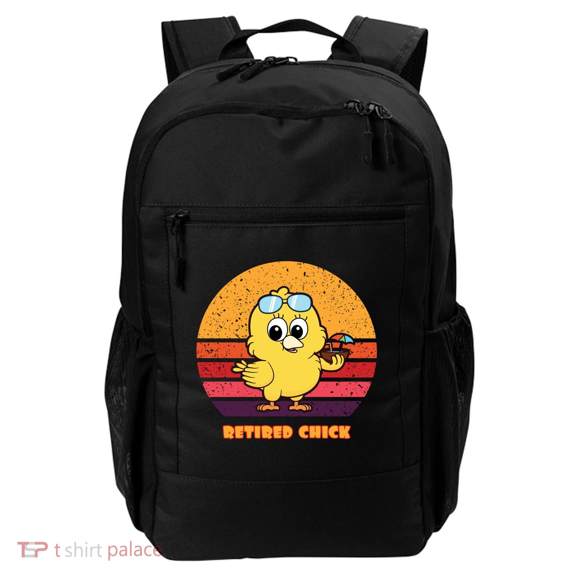 Funny Retired Chick Retro Sunset Retired Chick Gift Ideas Gift Backpack