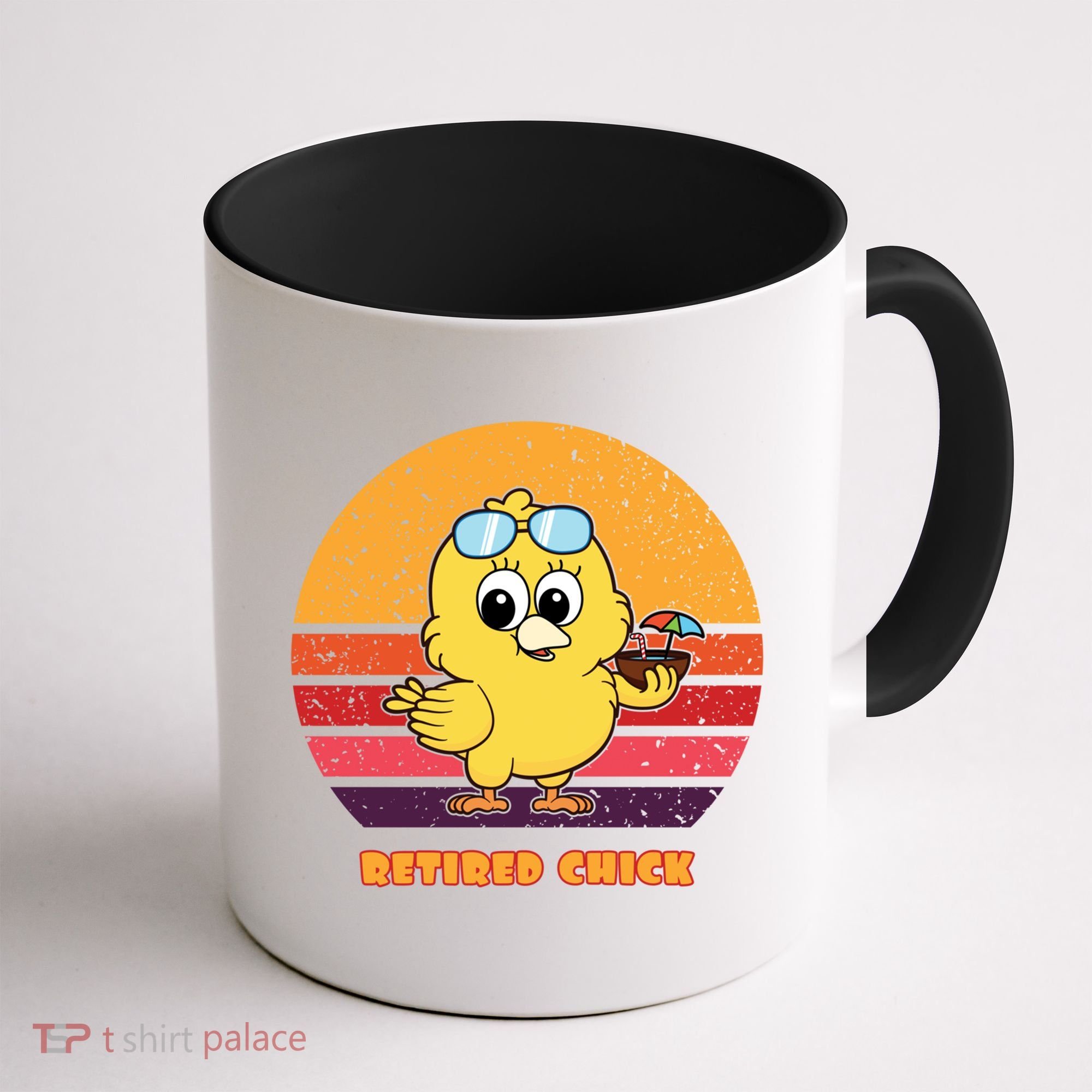 Funny Retired Chick Retro Sunset Retired Chick Gift Ideas Gift Coffee Mug
