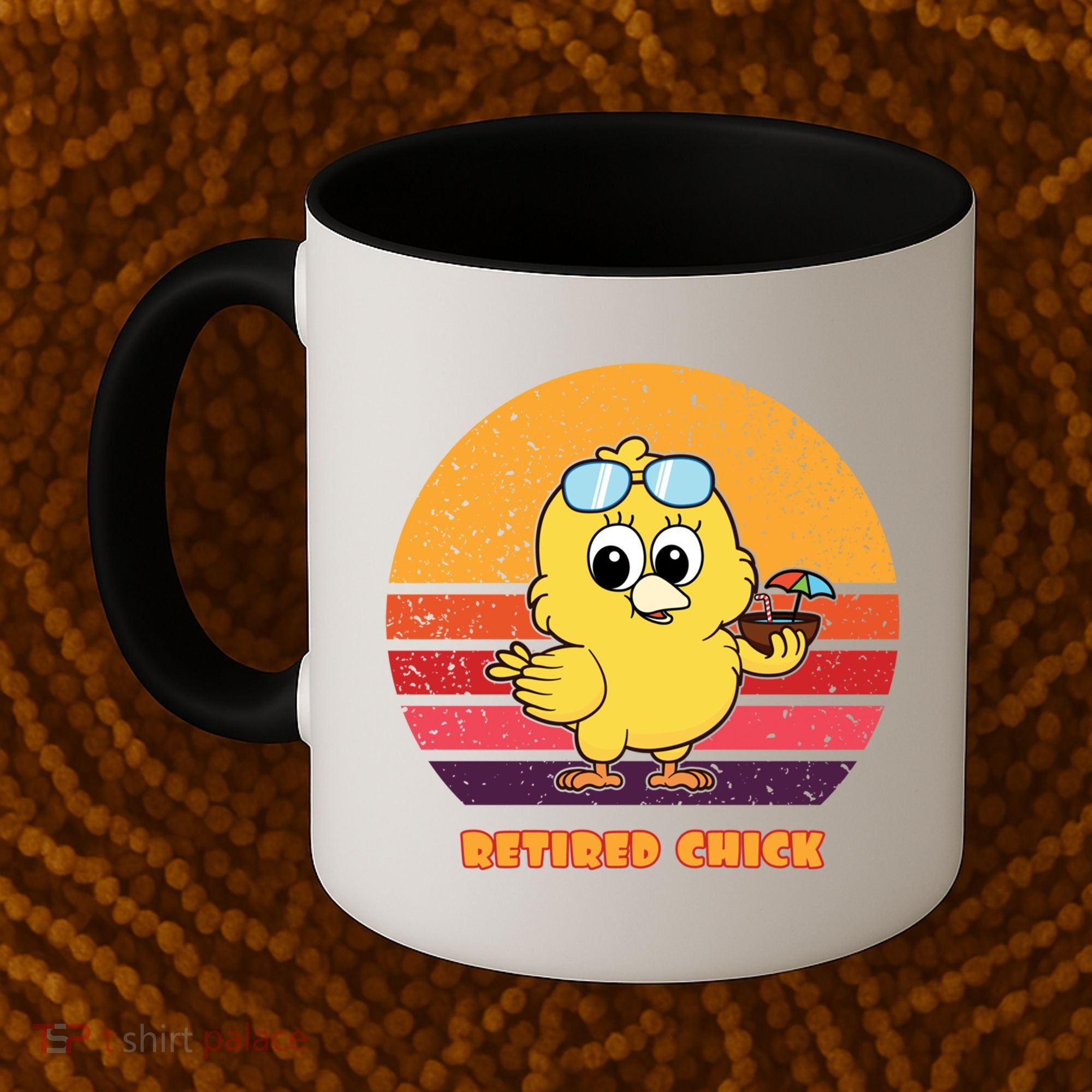 Funny Retired Chick Retro Sunset Retired Chick Gift Ideas Gift Coffee Mug