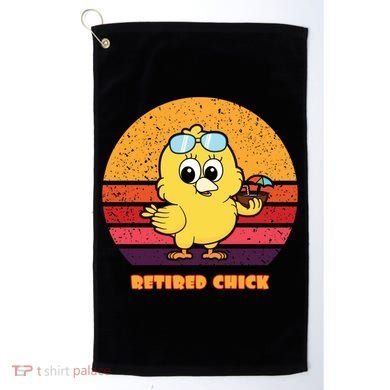 Funny Retired Chick Retro Sunset Retired Chick Gift Ideas Gift Golf Towel