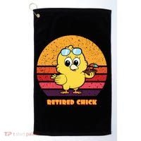 Funny Retired Chick Retro Sunset Retired Chick Gift Ideas Gift Golf Towel thumb 0