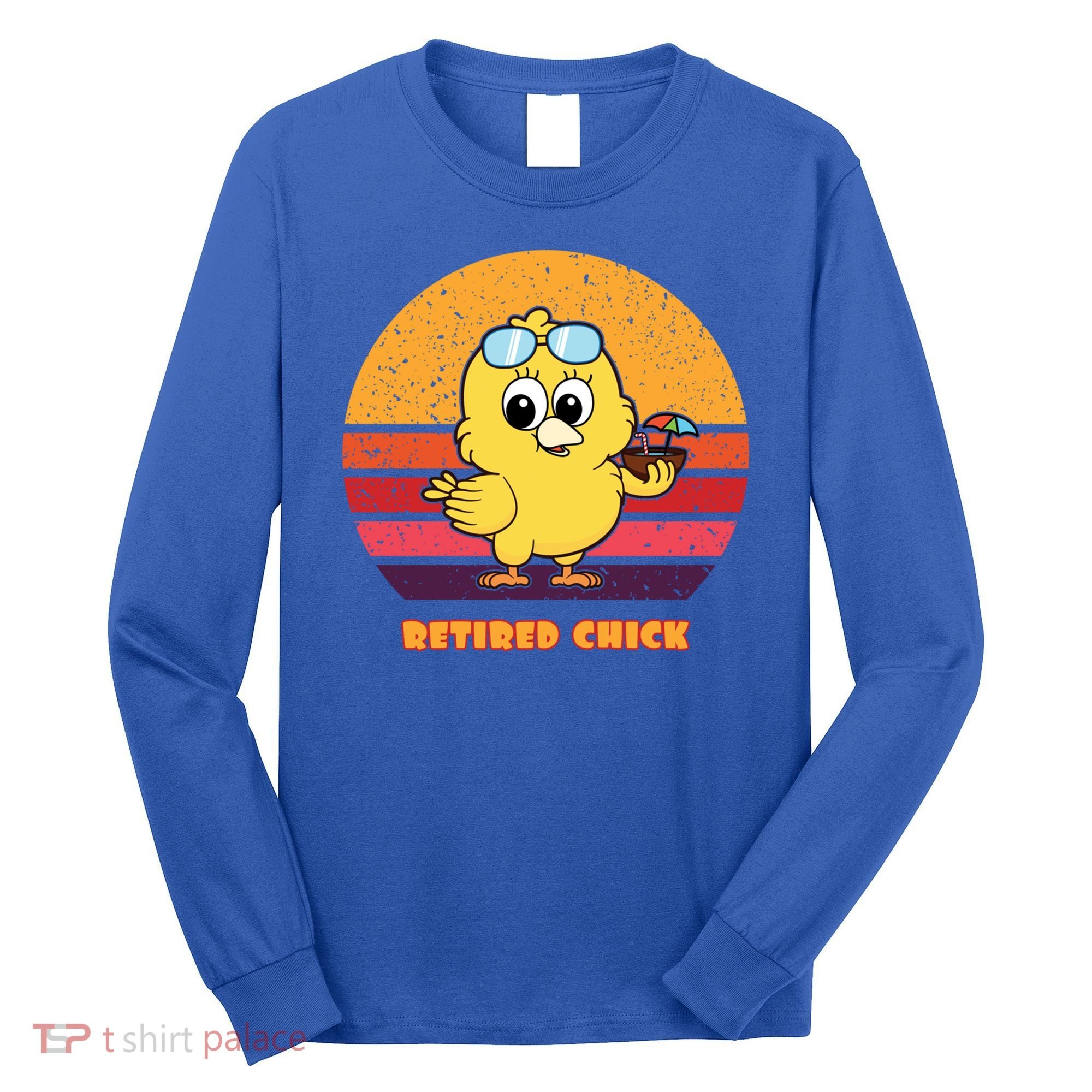 Funny Retired Chick Retro Sunset Retired Chick Gift Ideas Gift Long Sleeve Shirt