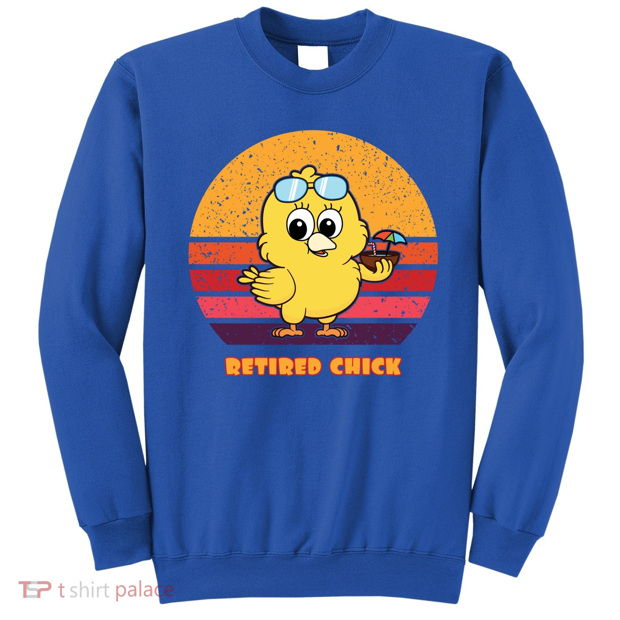 Funny Retired Chick Retro Sunset Retired Chick Gift Ideas Gift Sweatshirt