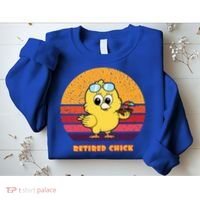 Funny Retired Chick Retro Sunset Retired Chick Gift Ideas Gift Sweatshirt thumb 2