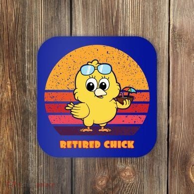 Funny Retired Chick Retro Sunset Retired Chick Gift Ideas Gift Coaster